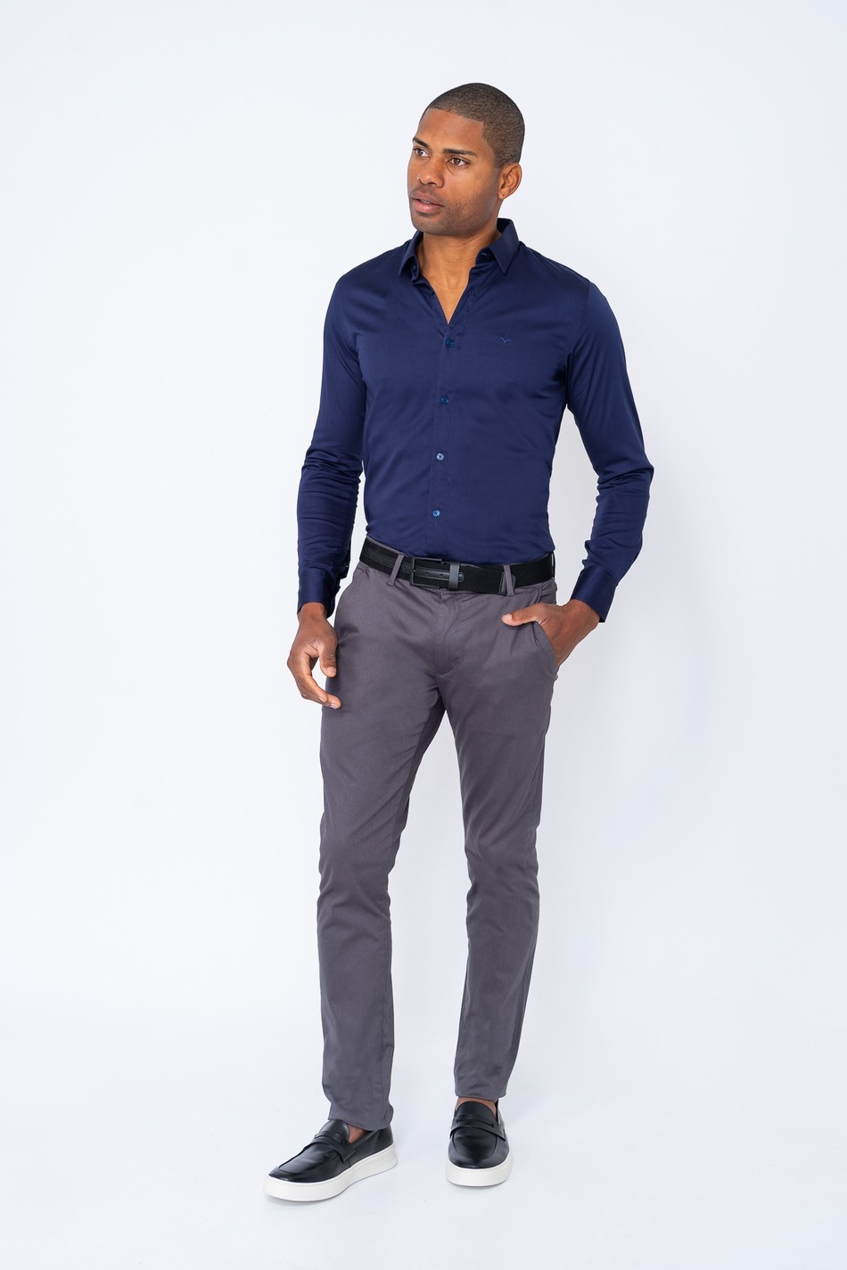 CAMISA STRETCH SPANDEX MARINHO