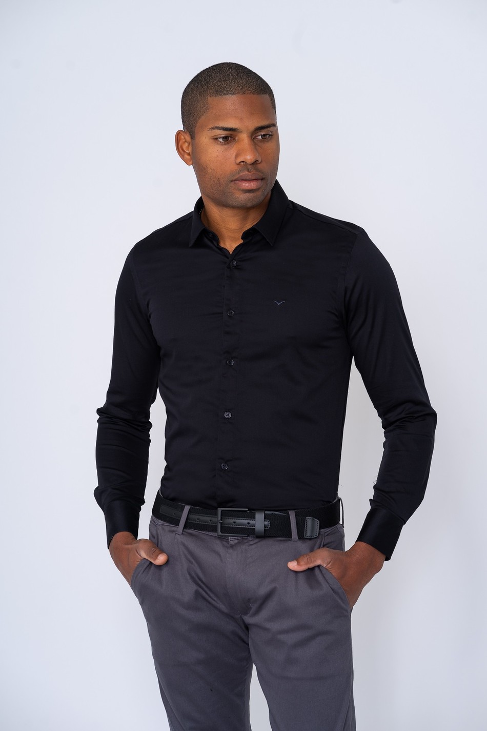 CAMISA STRETCH SPANDEX PRETO