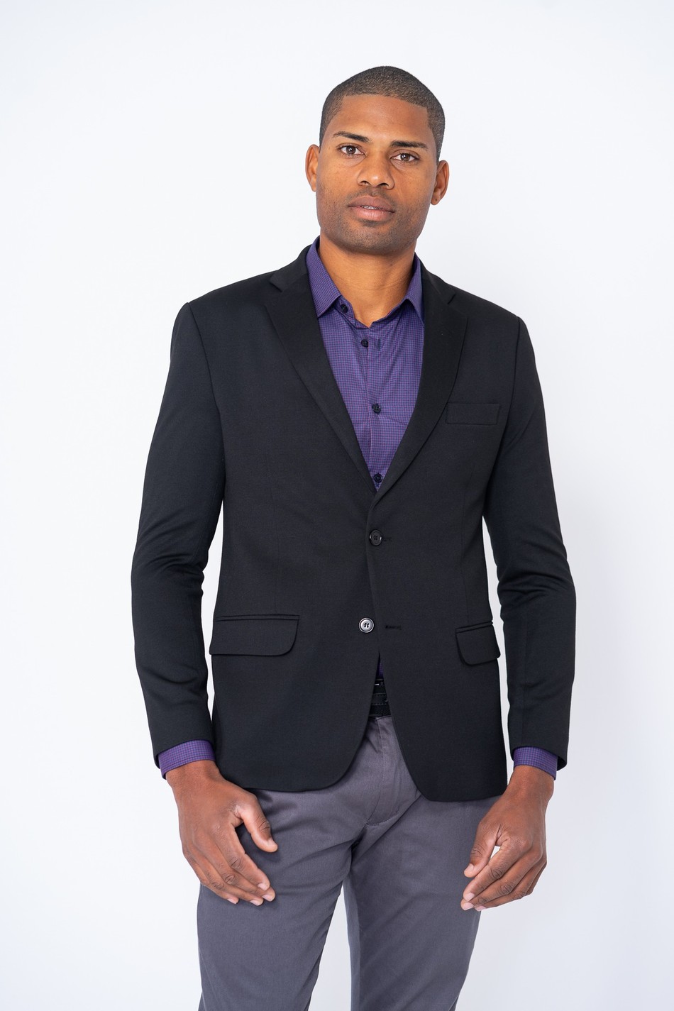 BLAZER MASCULINO EM MALHA PRETO 