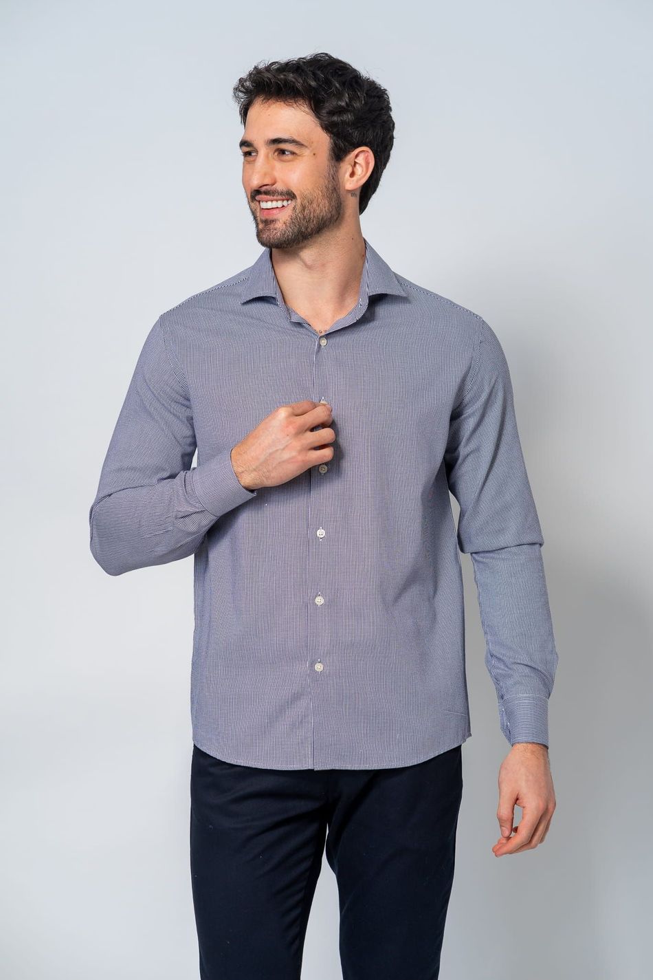 Camisa Social Masculina Marinho
