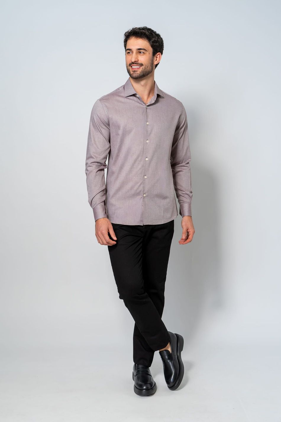 Camisa Social Masculina M420 Marrom
