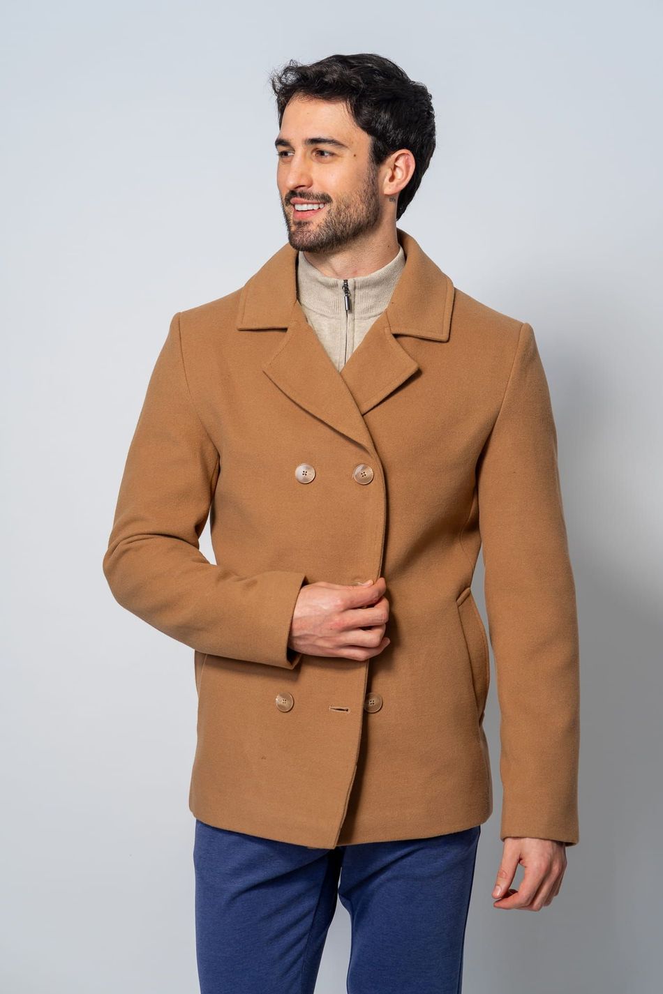 Casaco Masculino Botões Caramelo
