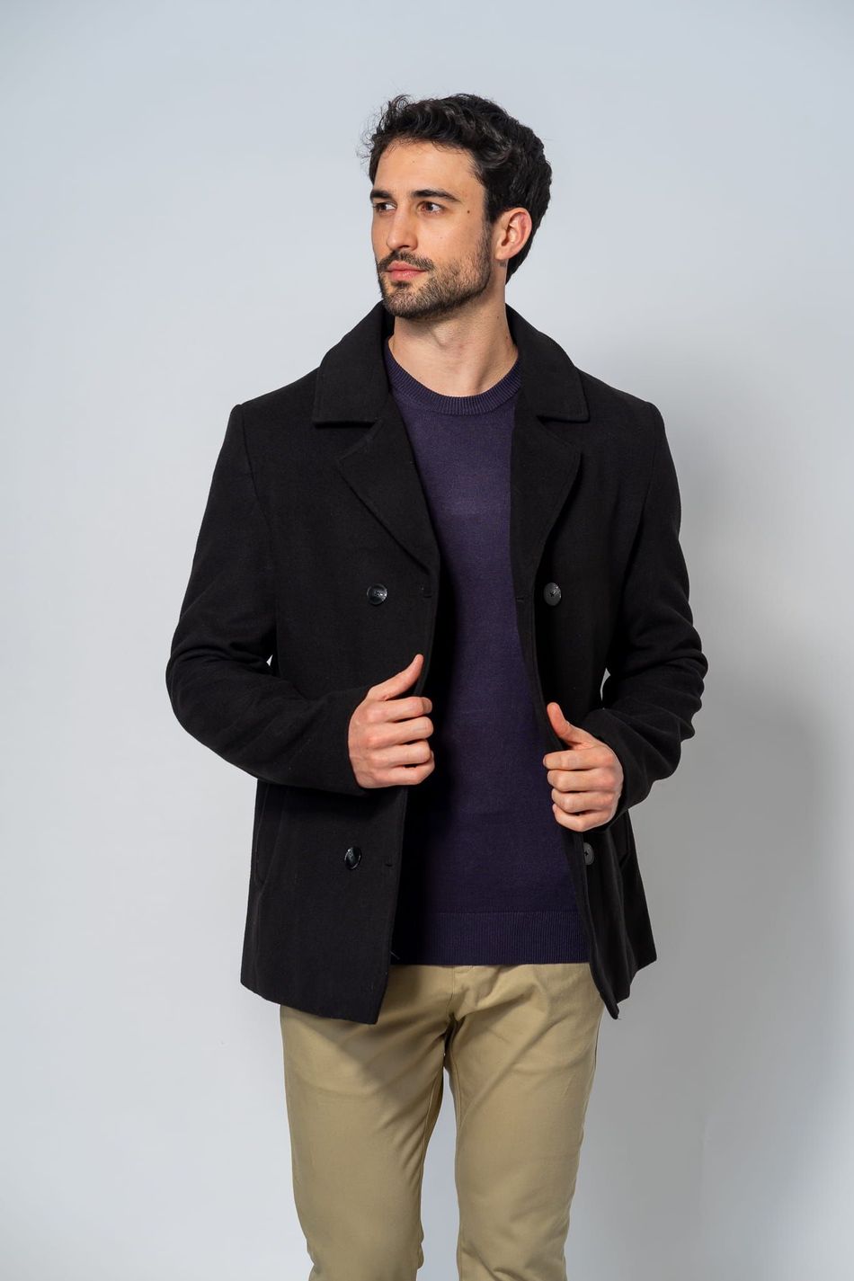 Casaco Masculino Botões Preto