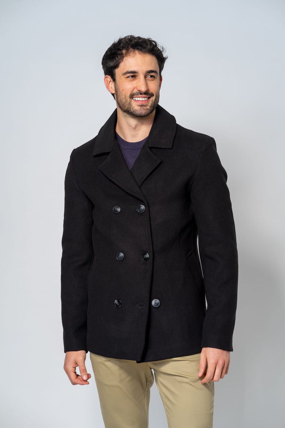 Casaco Masculino Botões Preto