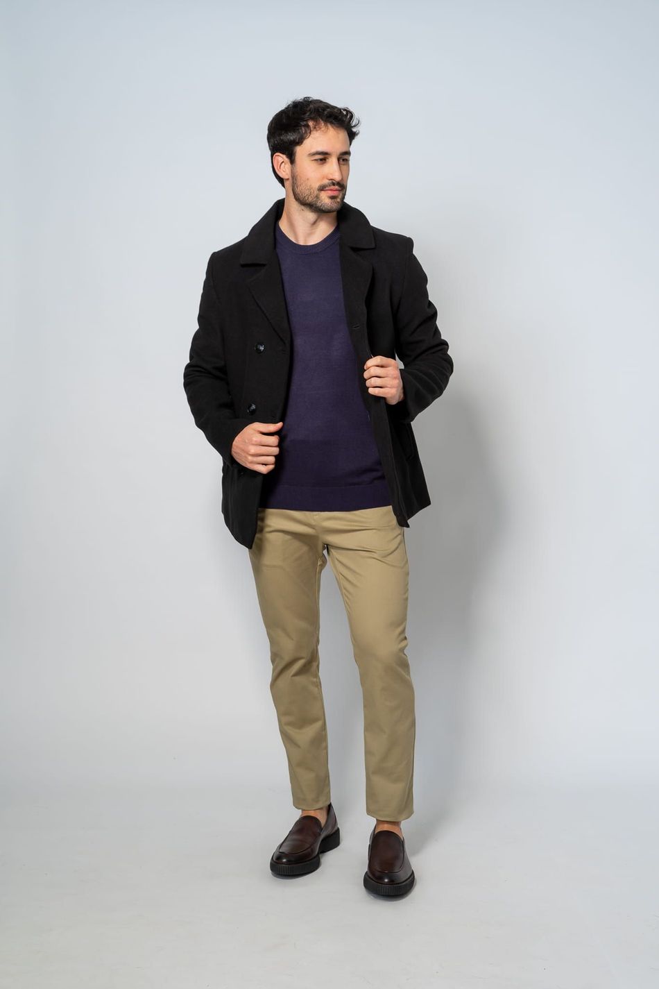 Casaco Masculino Botões Preto