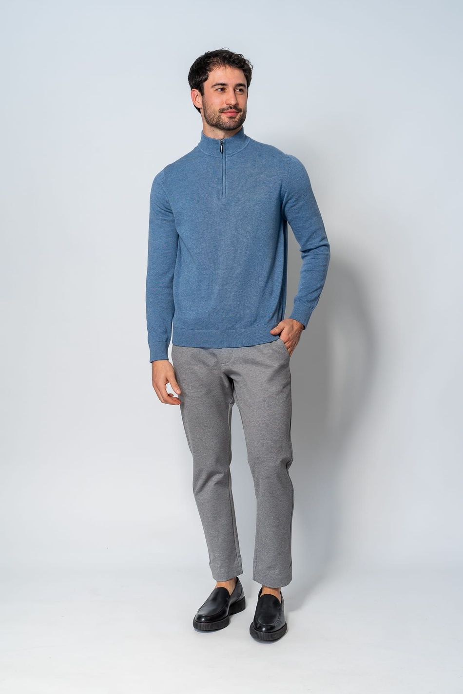 Malha 1/2 Ziper Indigo