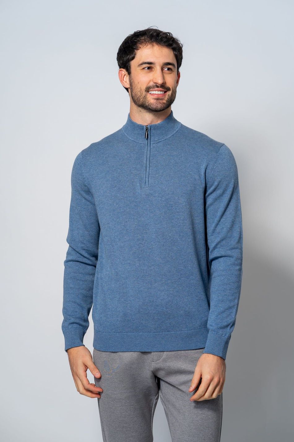 Malha 1/2 Ziper Indigo