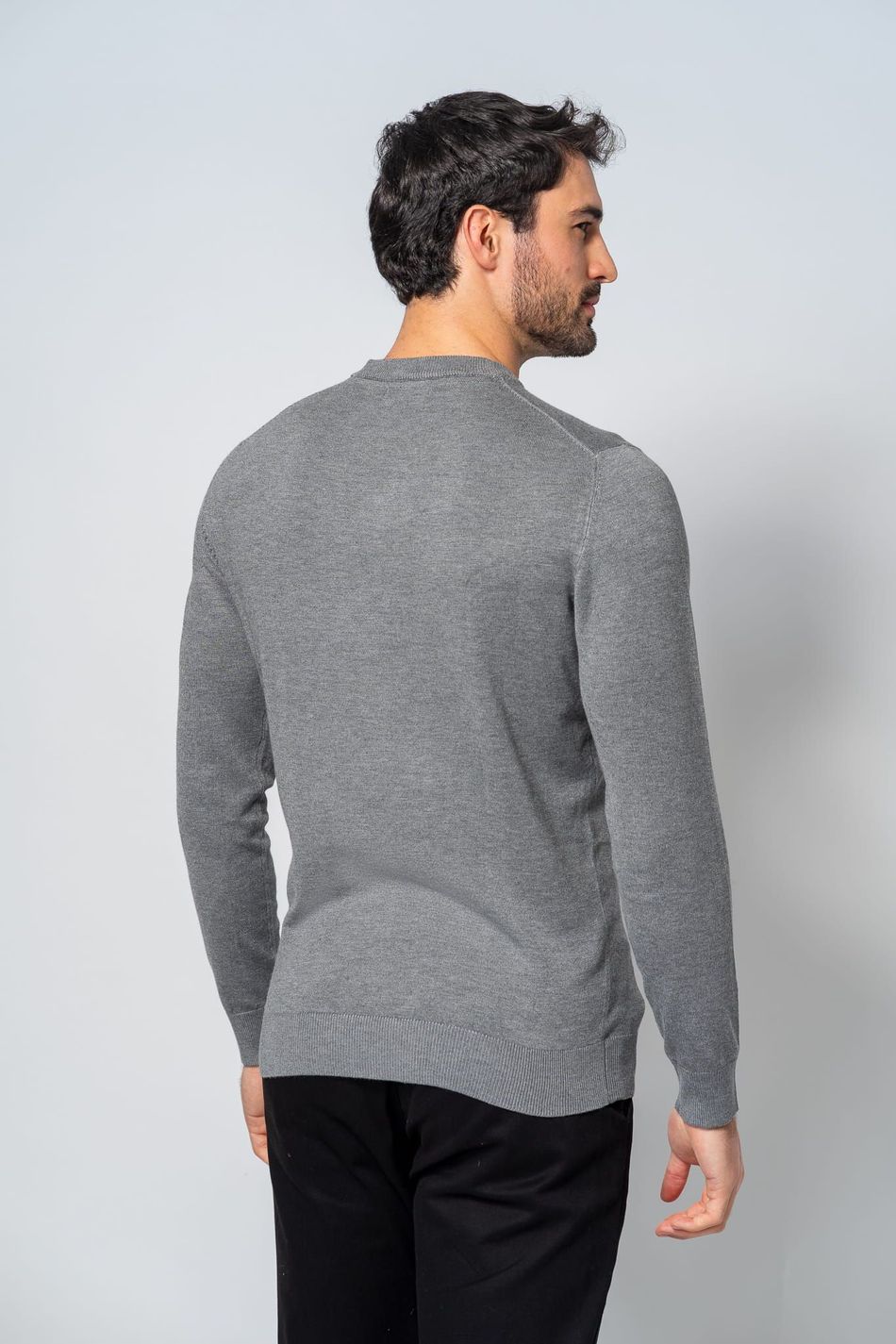 Suéter Malha Masculino Cinza Médio