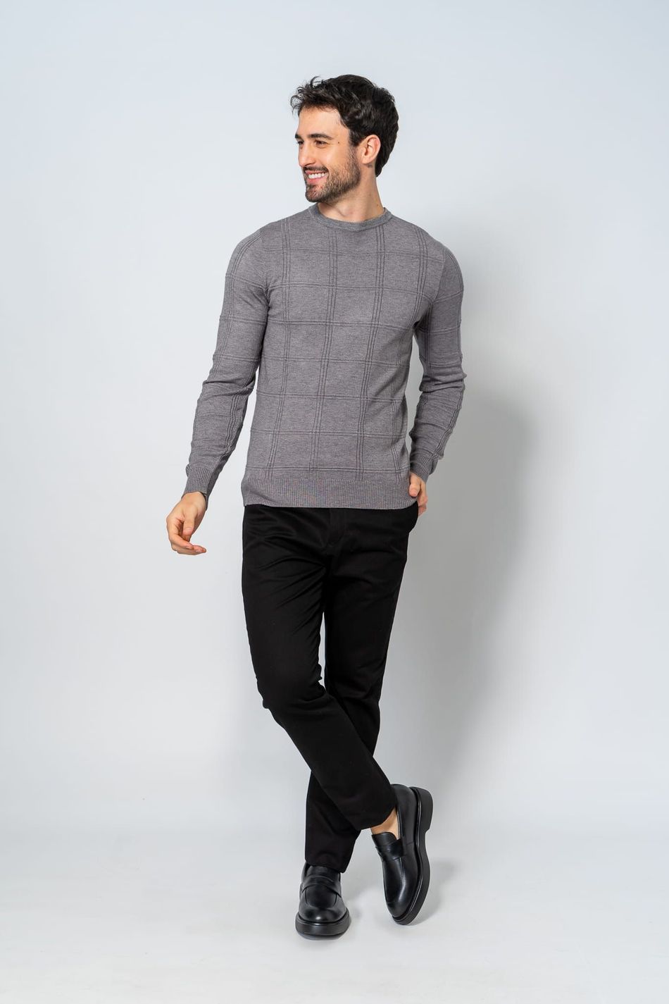 Suéter Malha Masculino Cinza