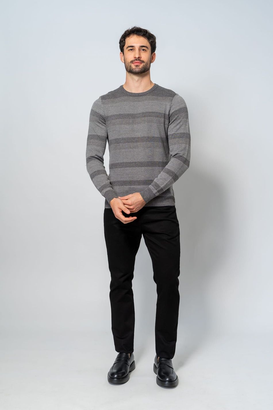 Suéter Masculino Malha Cinza