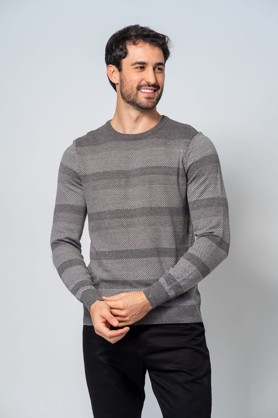 Suéter Masculino Malha Cinza