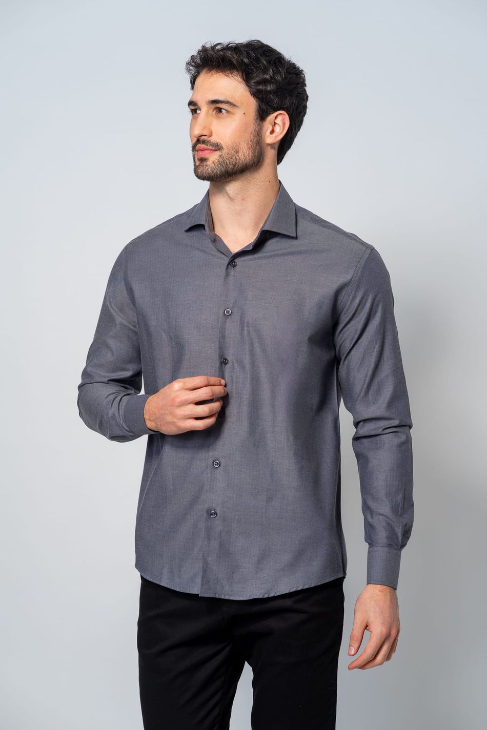 Camisa Social Masculina M420 Grafite