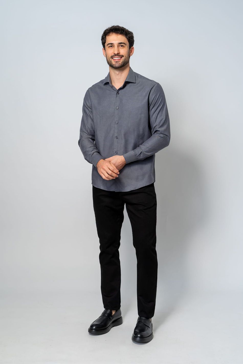 Camisa Social Masculina M420 Grafite