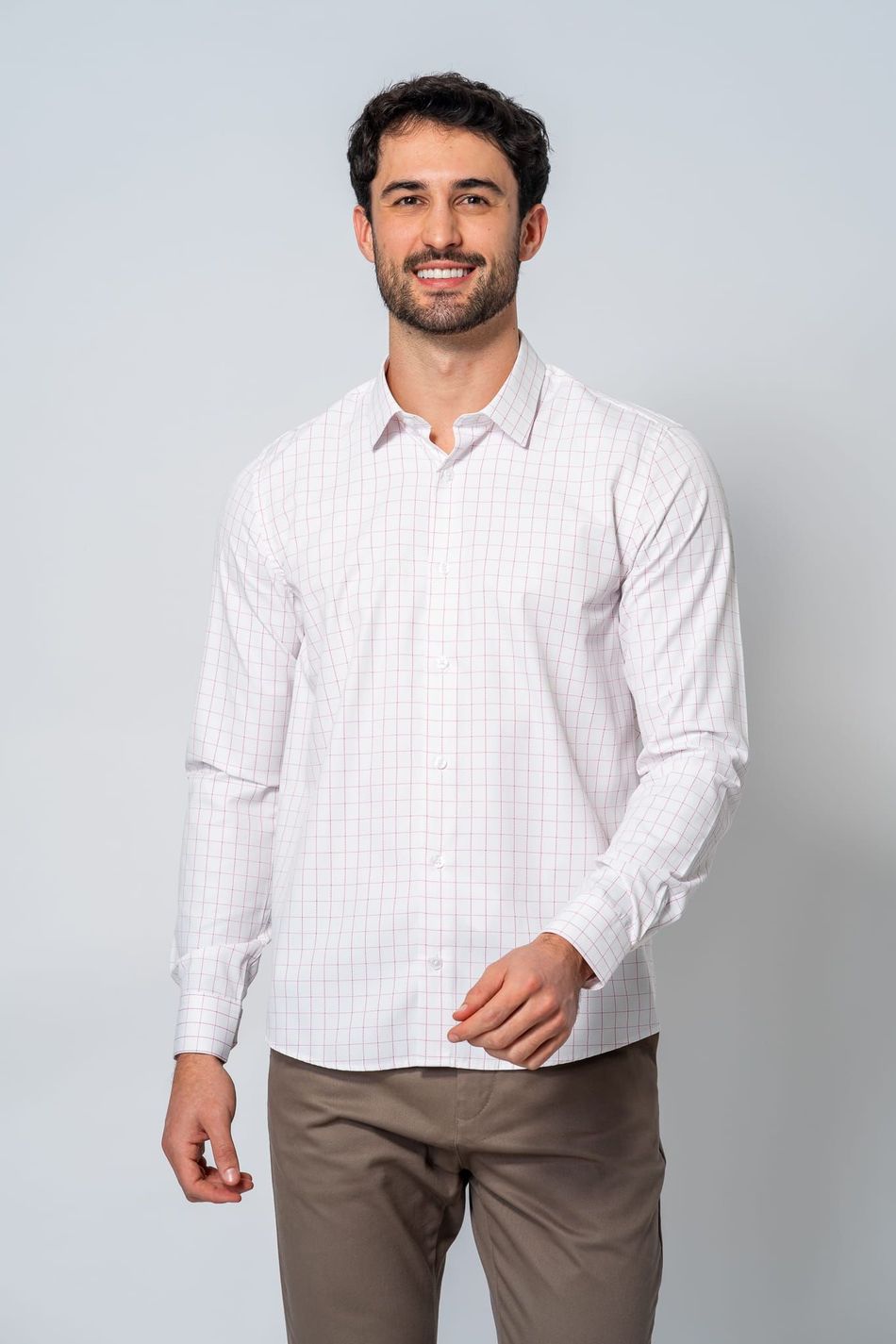 Camisa Social Siena Xadrez Branco
