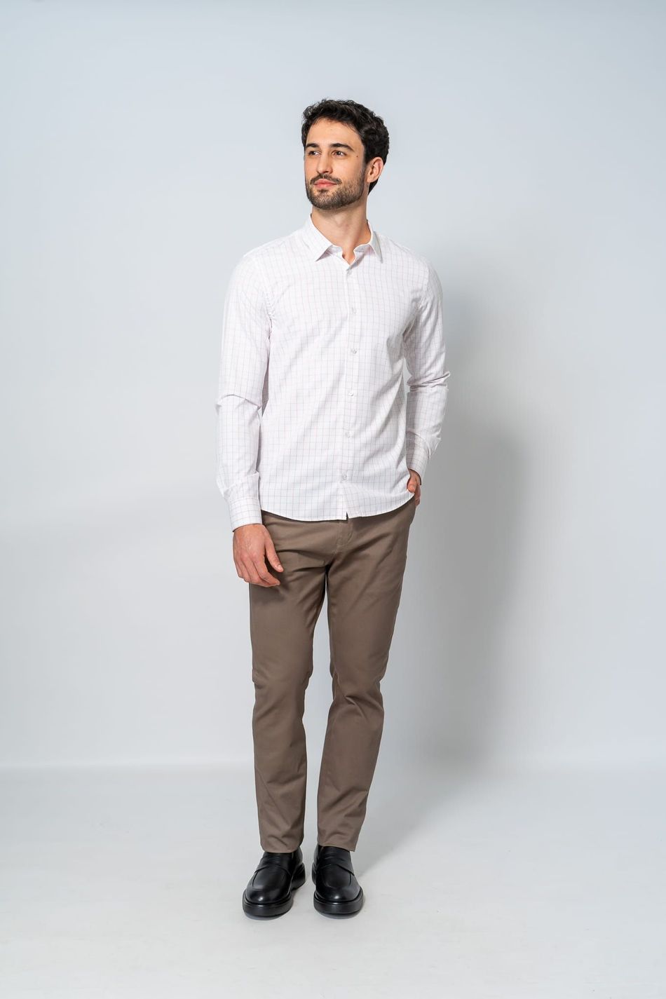 Camisa Social Siena Xadrez Branco