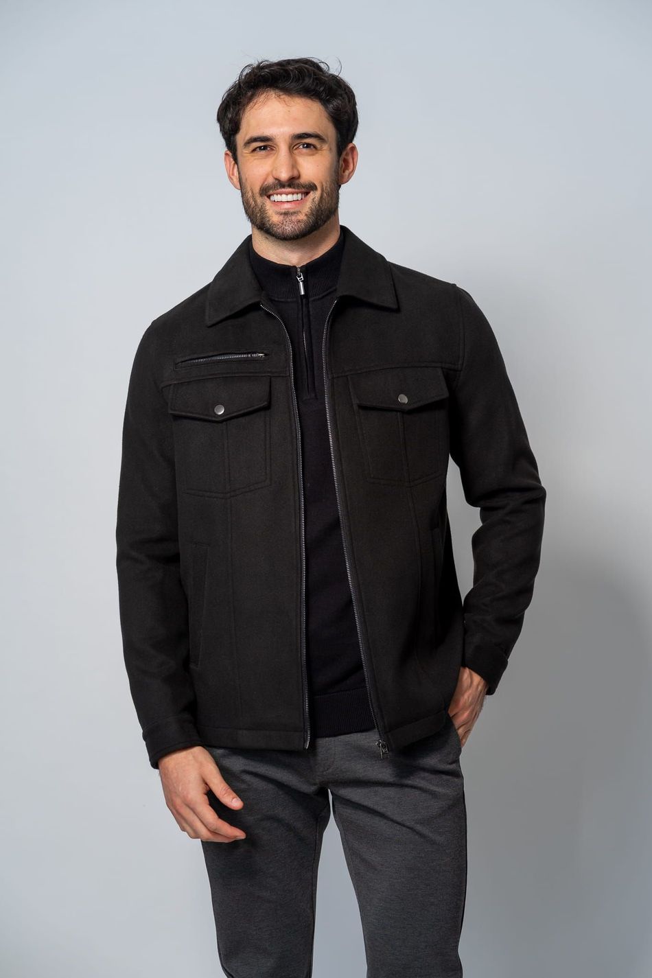 Jaqueta Bolsos Preto