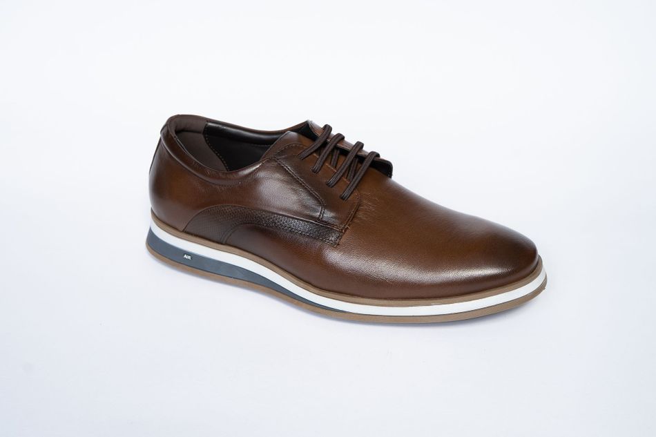 Sapato Masculino Casual Derby Couro Marrom