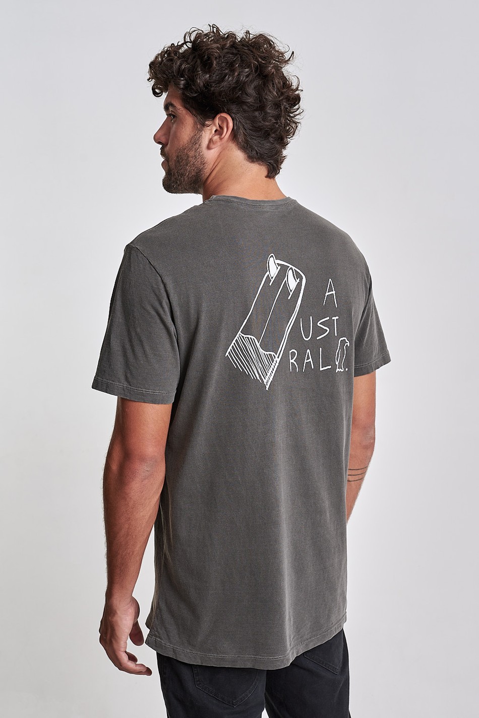 Camiseta Austral Surfboard Cinza Old