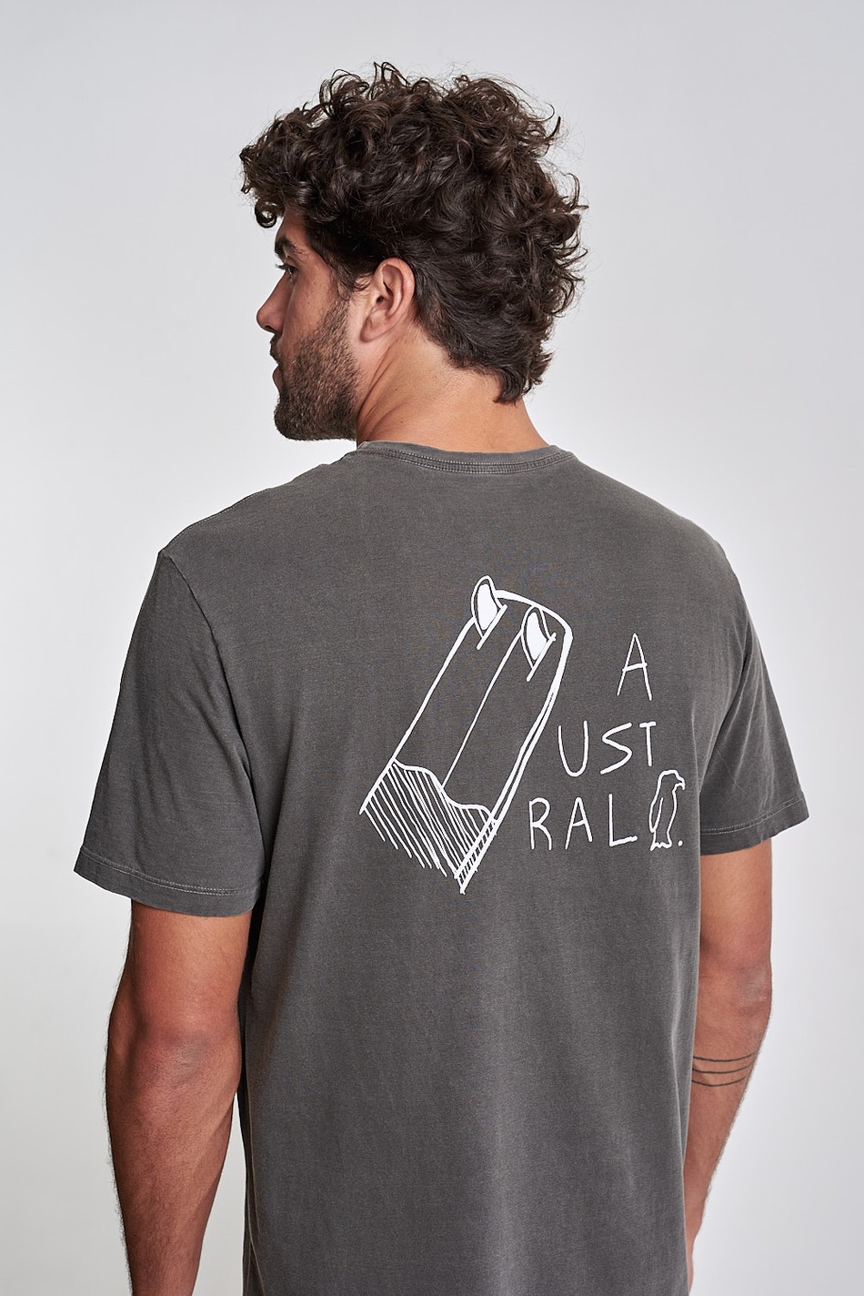 Camiseta Austral Surfboard Cinza Old