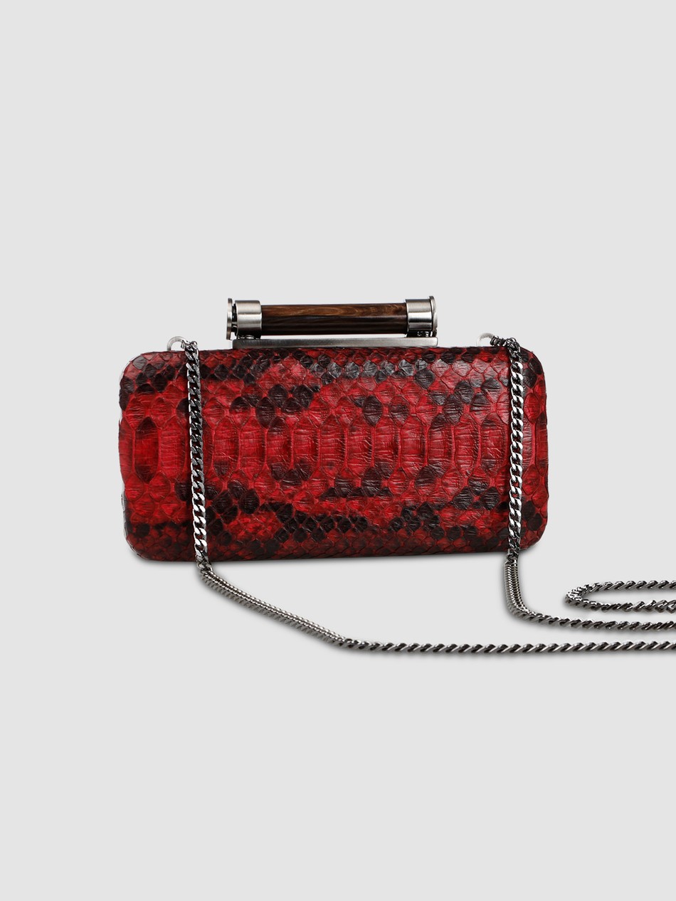 CLUTCH ARACÁ COURO PYTHON VERMELHO