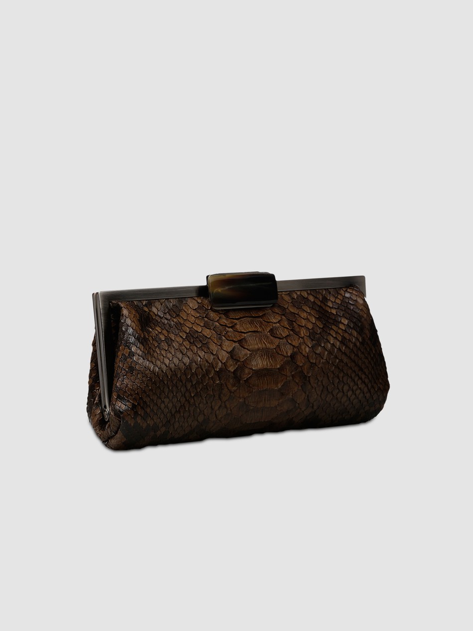 CLUTCH COTIJUBA COURO PYTHON OLIVA