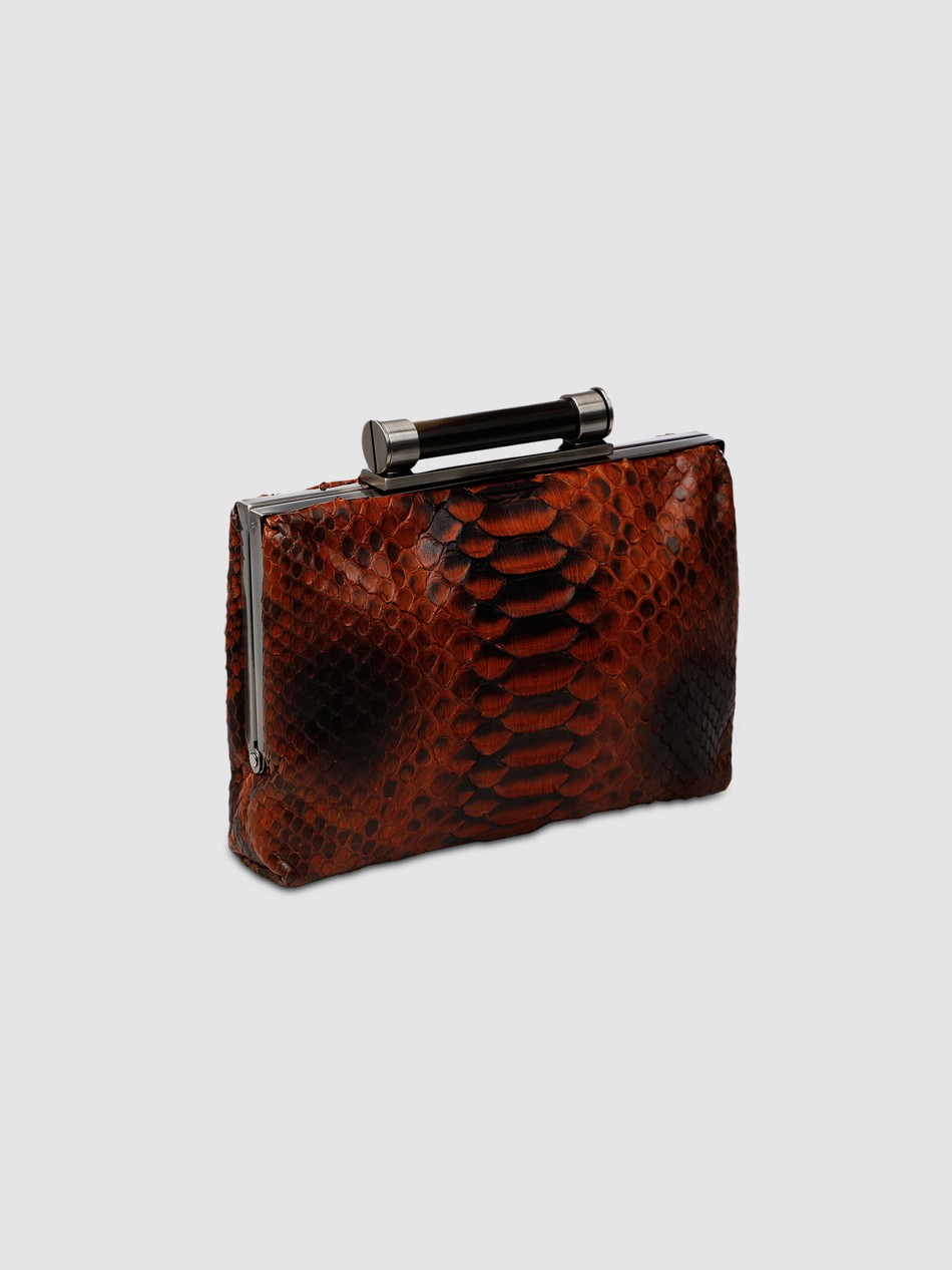 CLUTCH CASEARA COURO PYTHON LARANJA