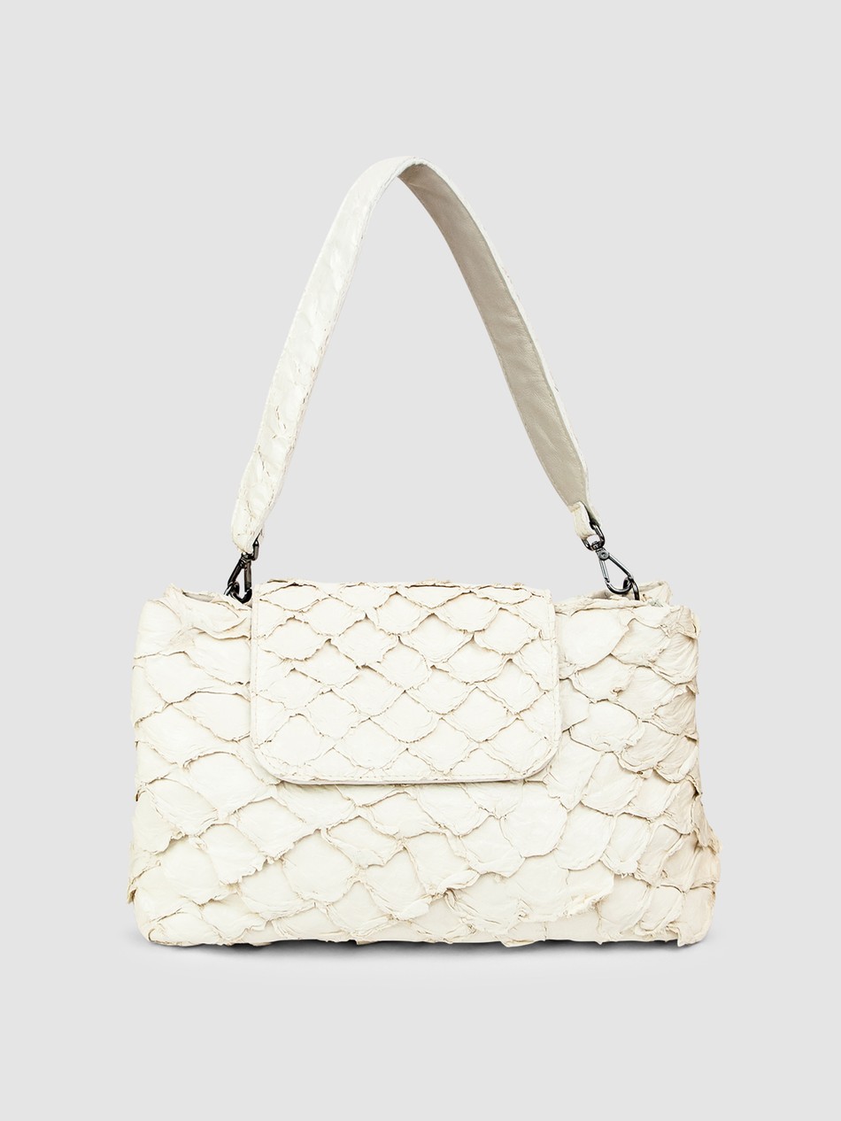 BOLSA BARAJUBA COURO PIRARUCU OFF WHITE