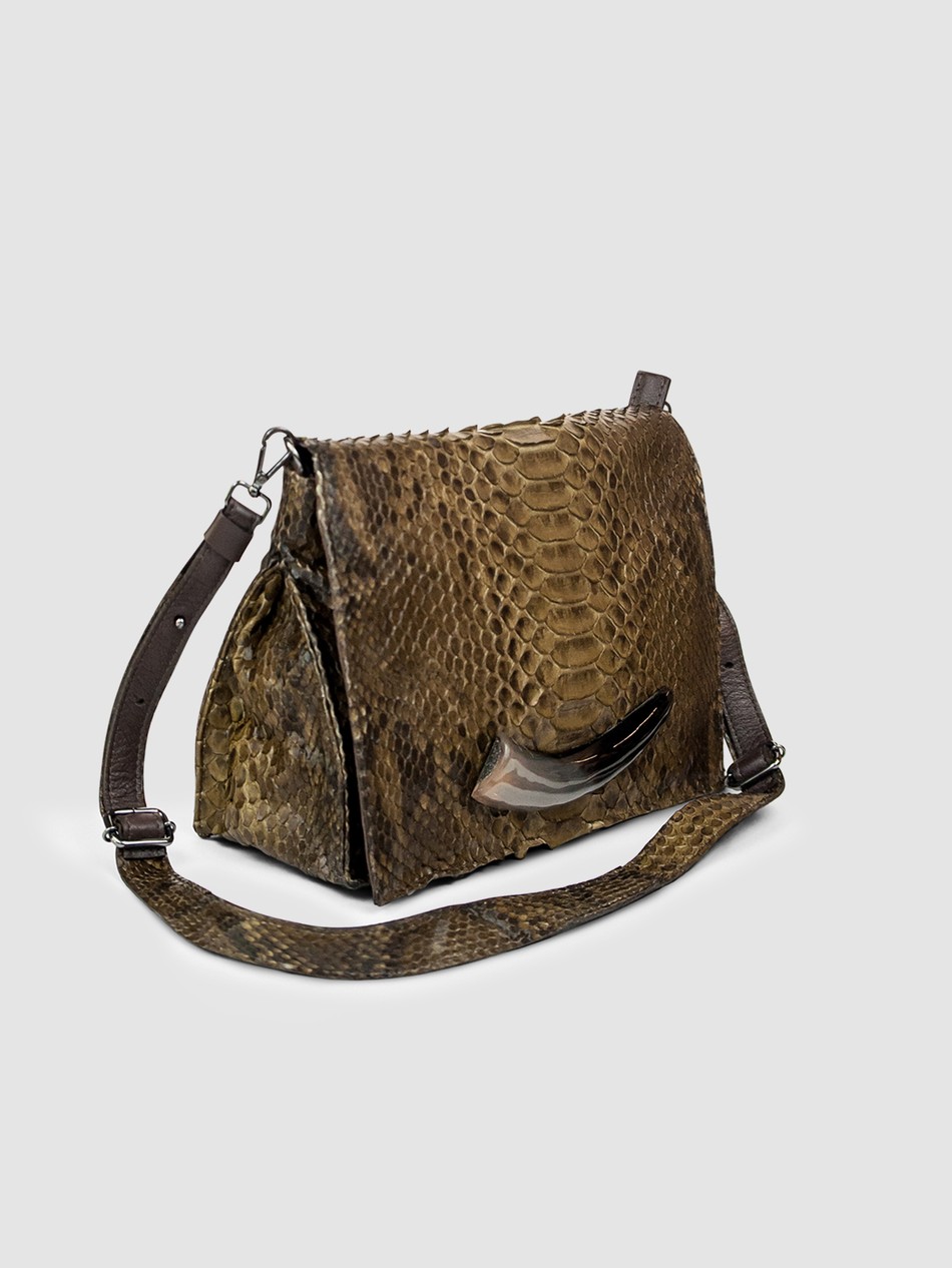 BOLSA PAU-BRASIL COURO PYTHON OLIVA