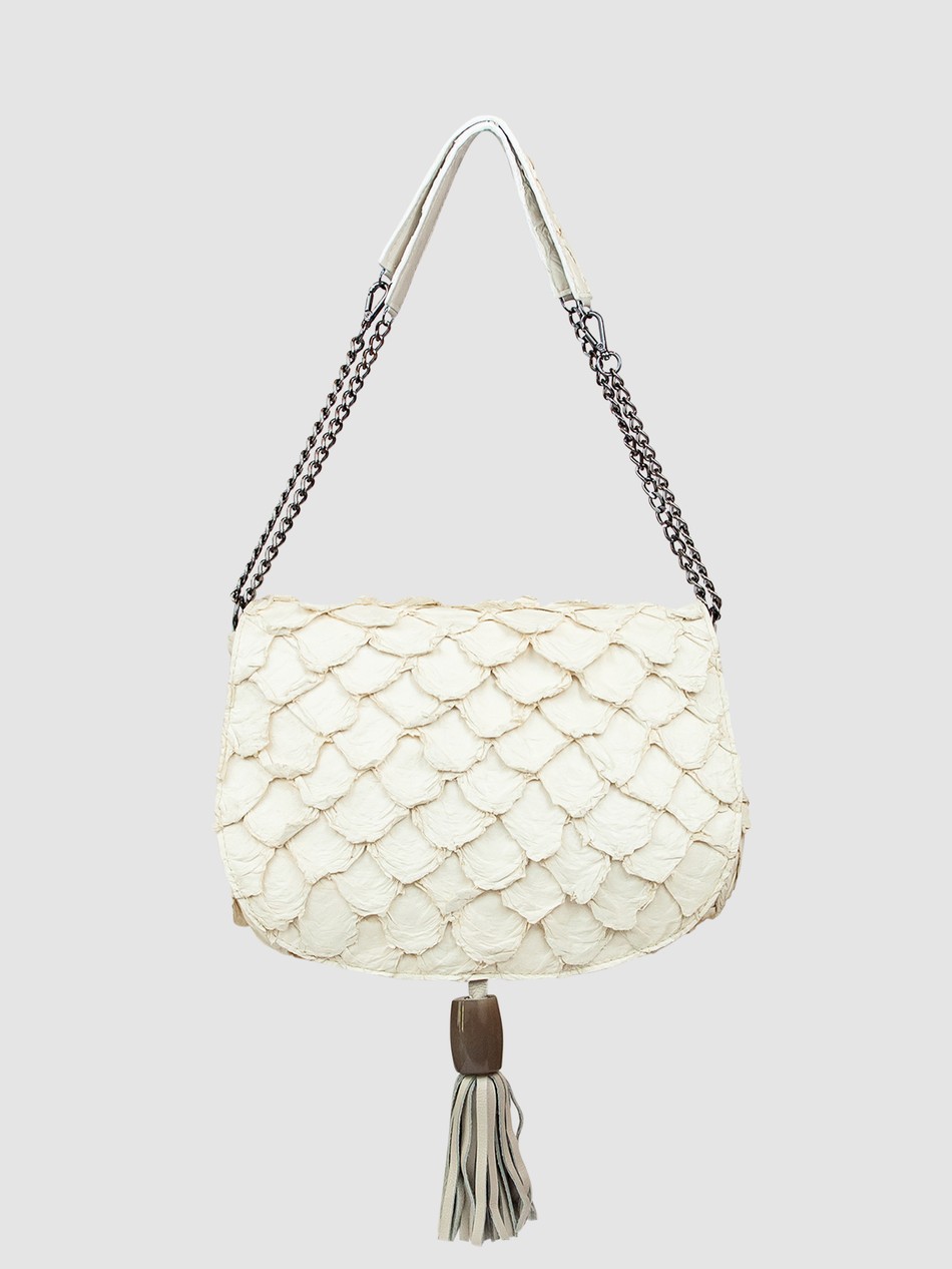 BOLSA XAMBIOÁ COURO PIRARUCU OFF WHITE