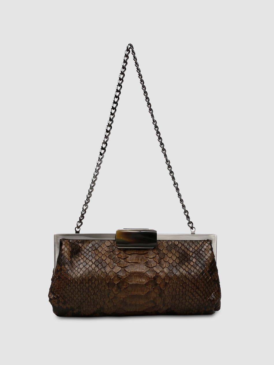 CLUTCH COTIJUBA COURO PYTHON OLIVA