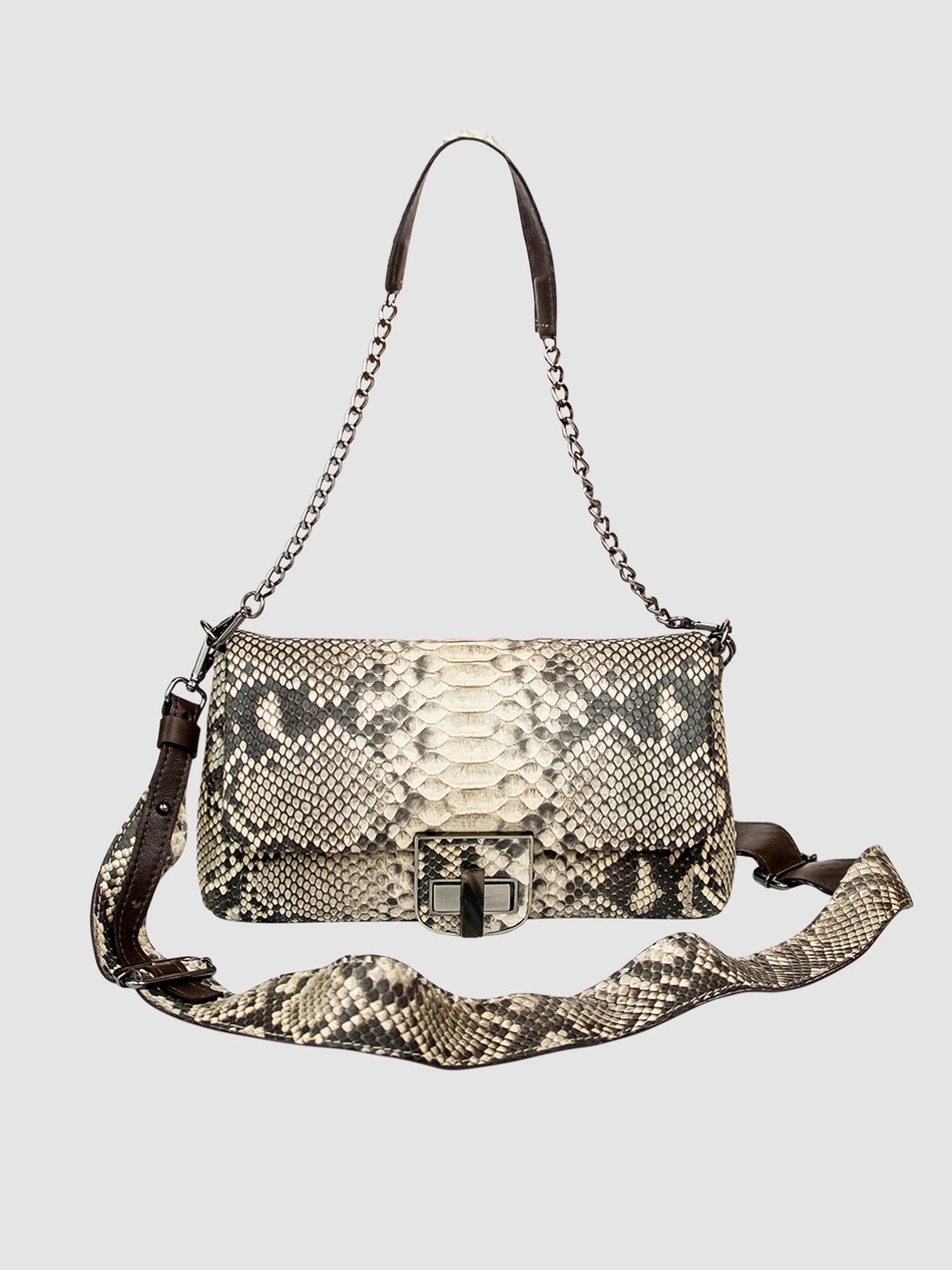 BOLSA ARAGUANÃ COURO PYTHON AREIA