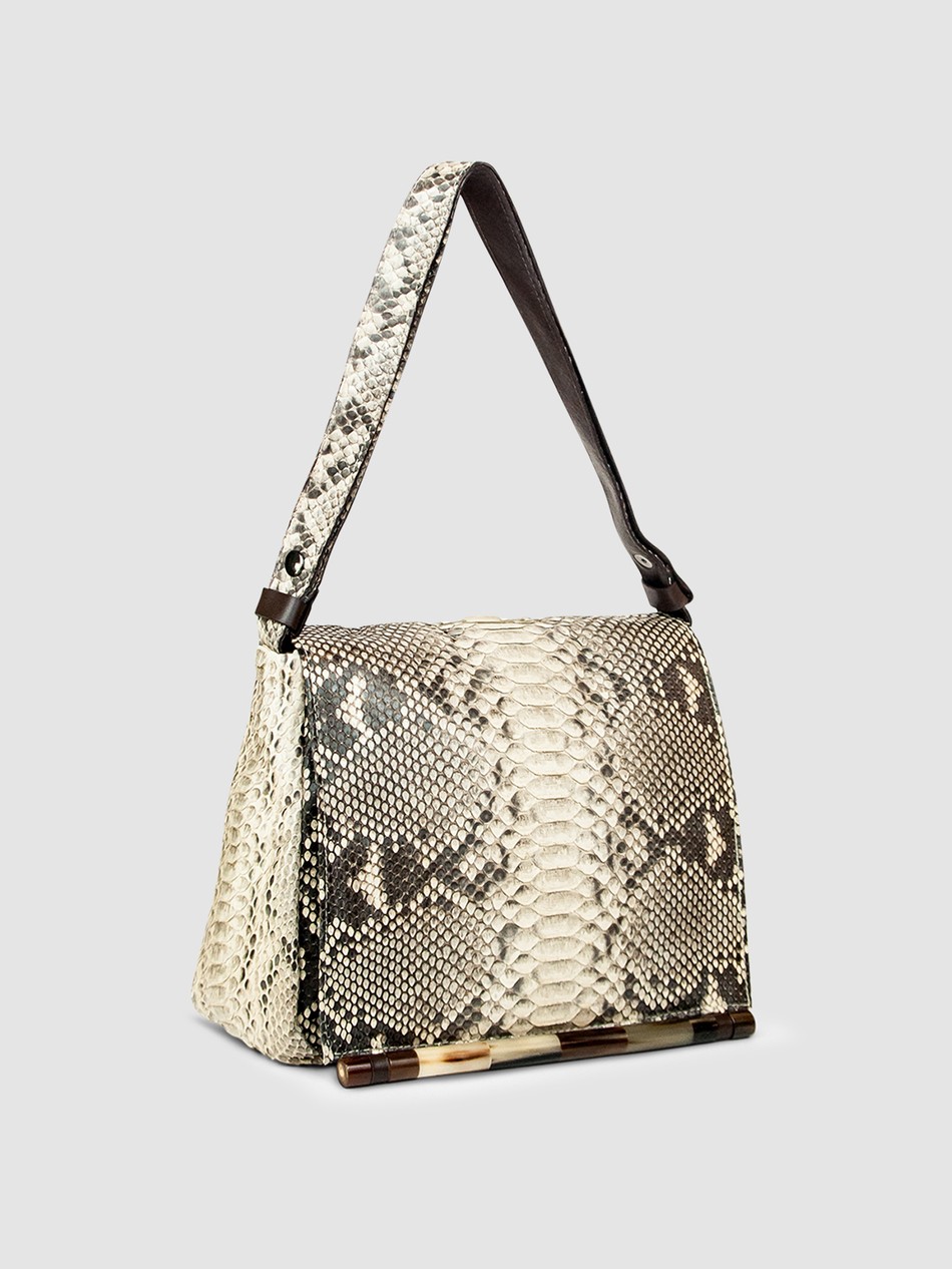 BOLSA PANTANAL COURO PYTHON BRANCO