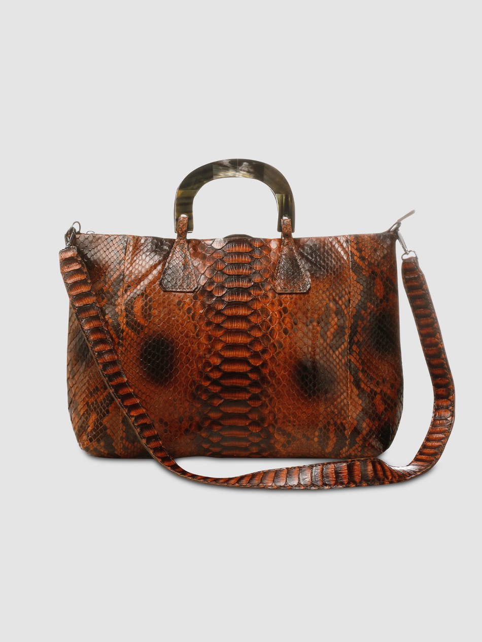 BOLSA ITIQUIRA COURO PYTHON LARANJA