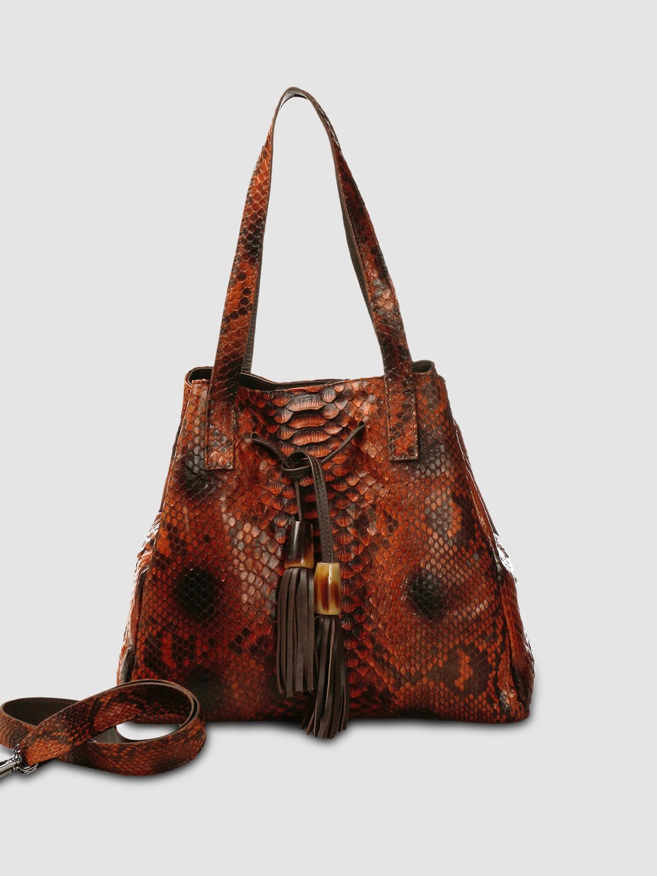 BOLSA MOCAJUBA COURO PYTHON LARANJA