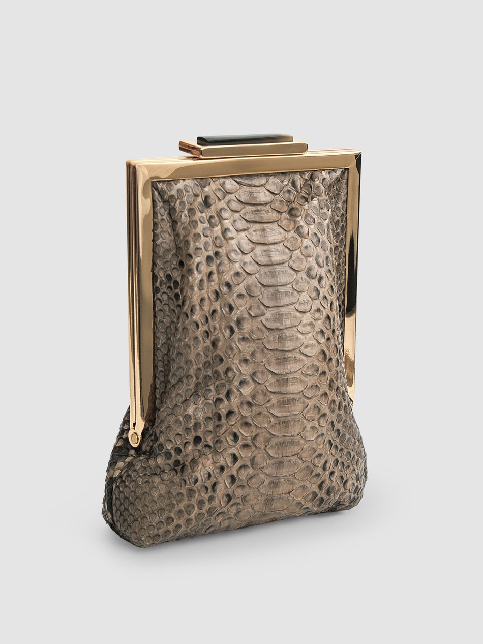 CLUTCH AFUÁ COURO PYTHON BEGE