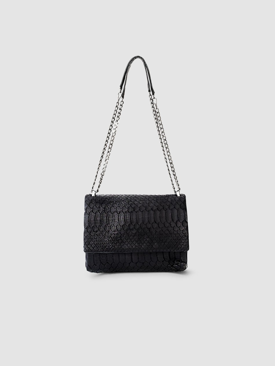 BOLSA PARICÁ COURO PYTHON PRETO