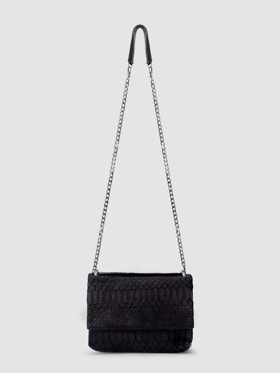 BOLSA PARICÁ COURO PYTHON PRETO