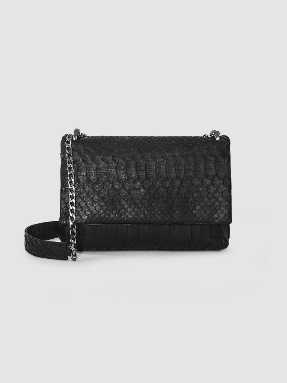 BOLSA PARICÁ COURO PYTHON PRETO