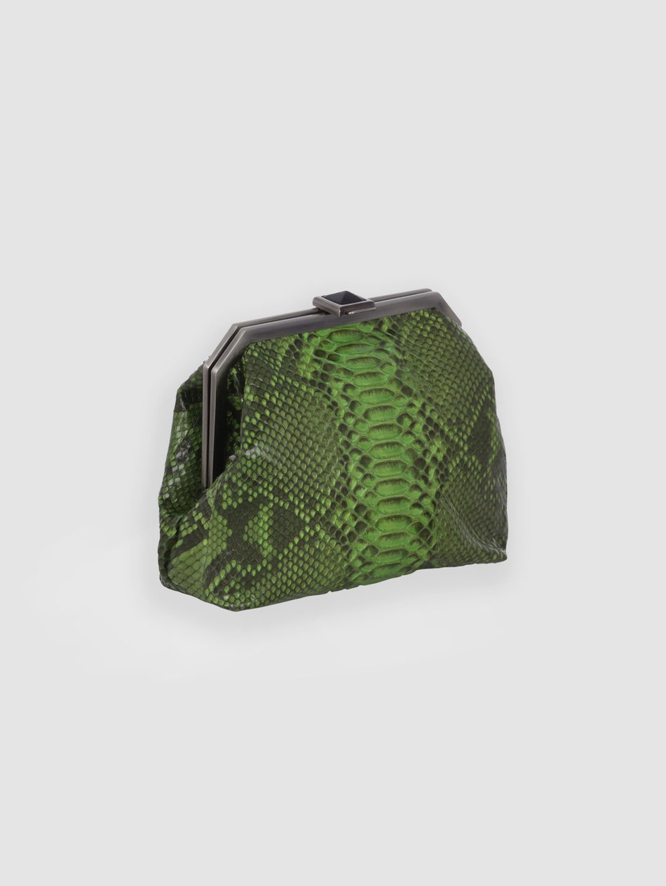 BOLSA MANDUVI COURO PYTHON VERDE