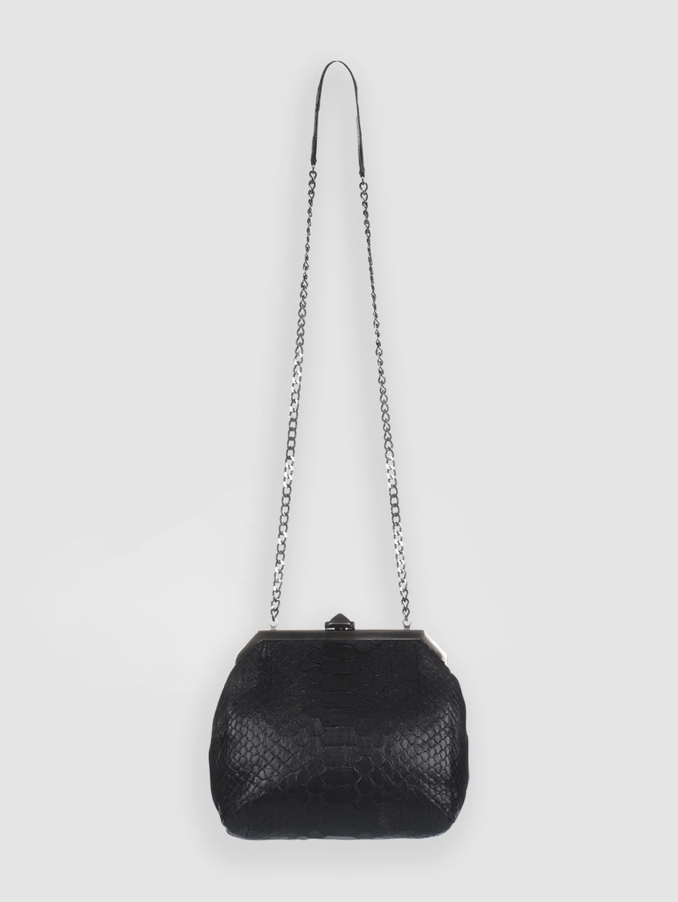 BOLSA MANDUVI COURO PYTHON PRETO