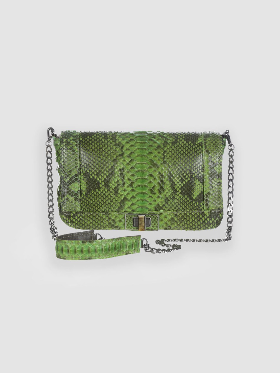 BOLSA TUCURUÍ COURO PYTHON VERDE