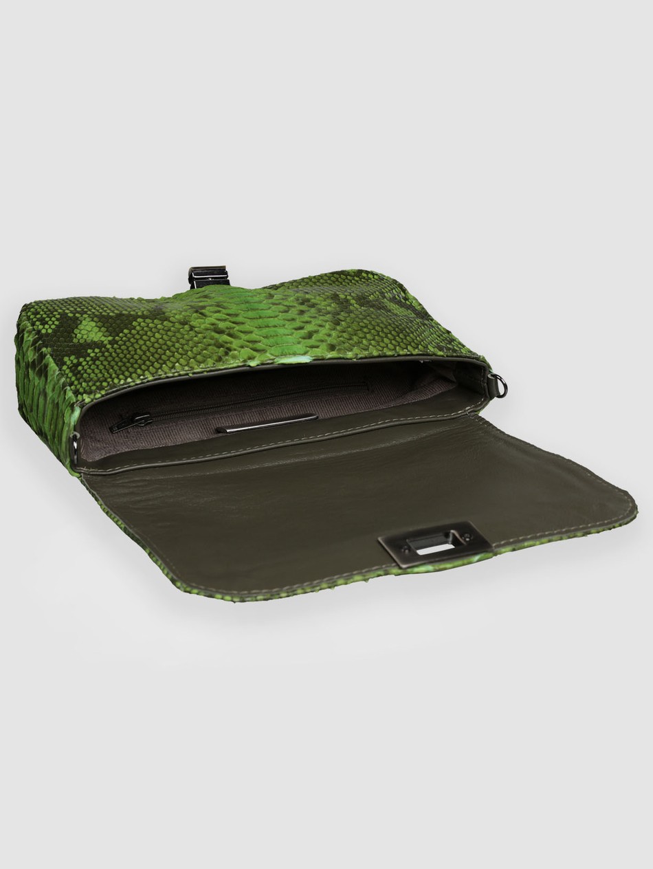 BOLSA TUCURUÍ COURO PYTHON VERDE