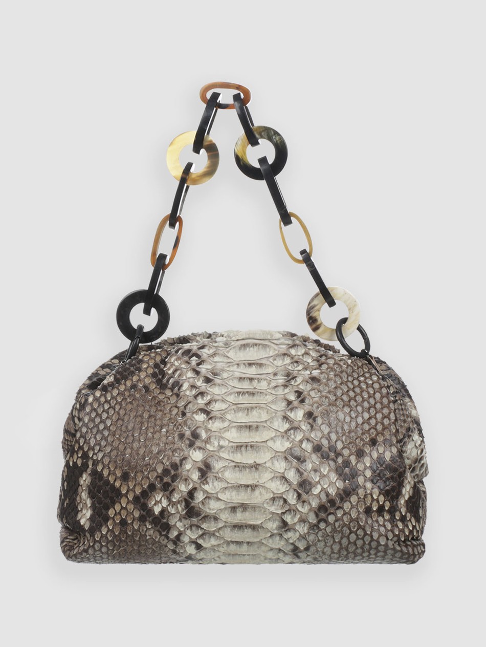 BOLSA GUANANDI COURO PYTHON BRANCO