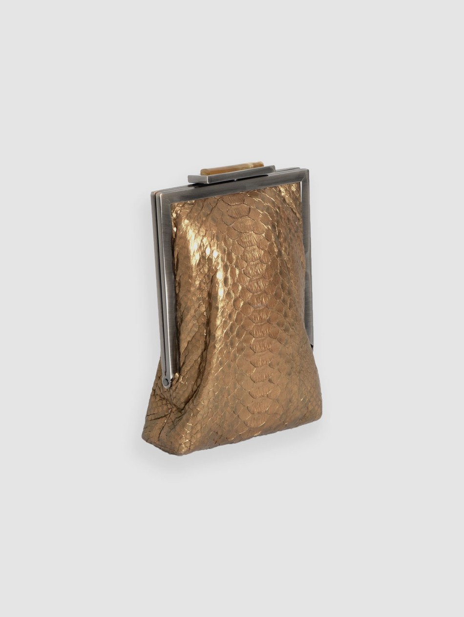 CLUTCH AFUÁ COURO PYTHON DOURADO