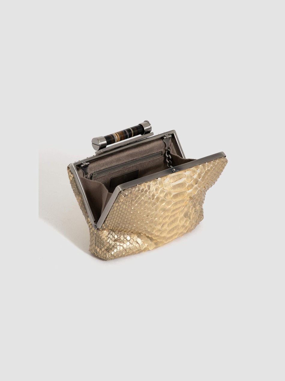 CLUTCH CASEARA COURO PYTHON OURO LIGHT