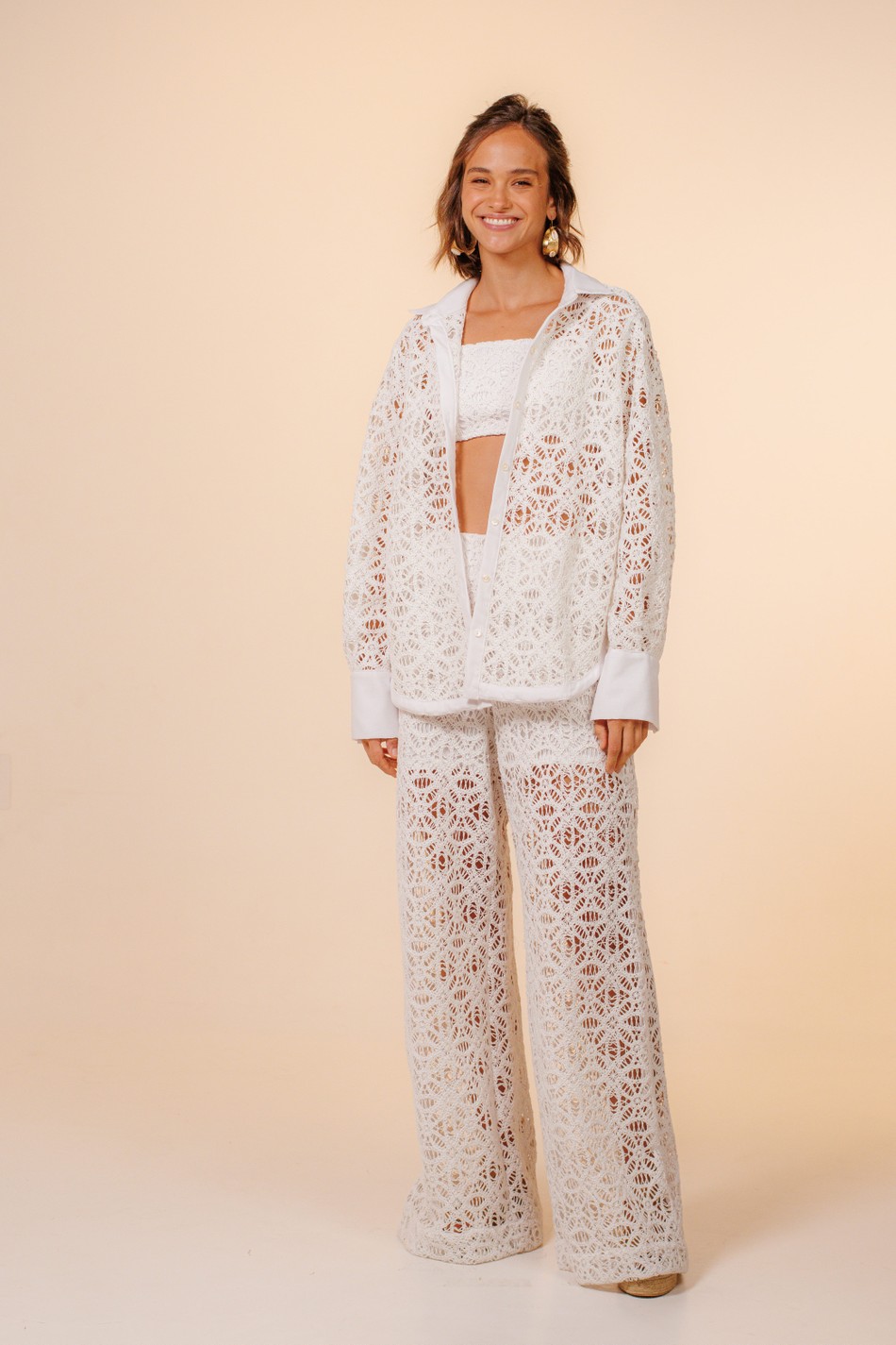 Cropped Eni Renda Flora Branco