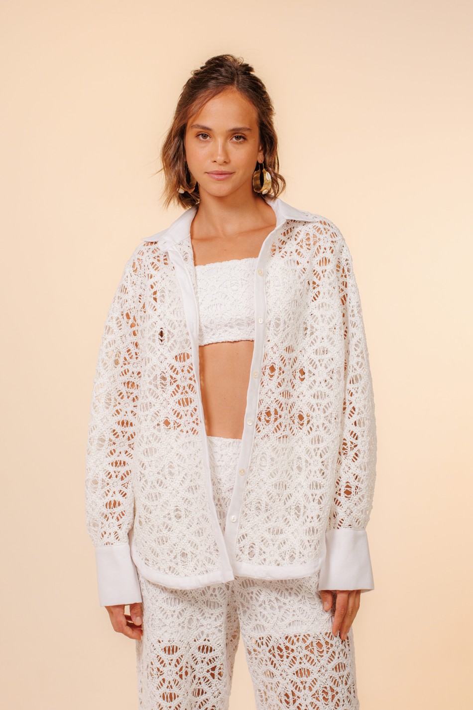 Cropped Eni Renda Flora Branco