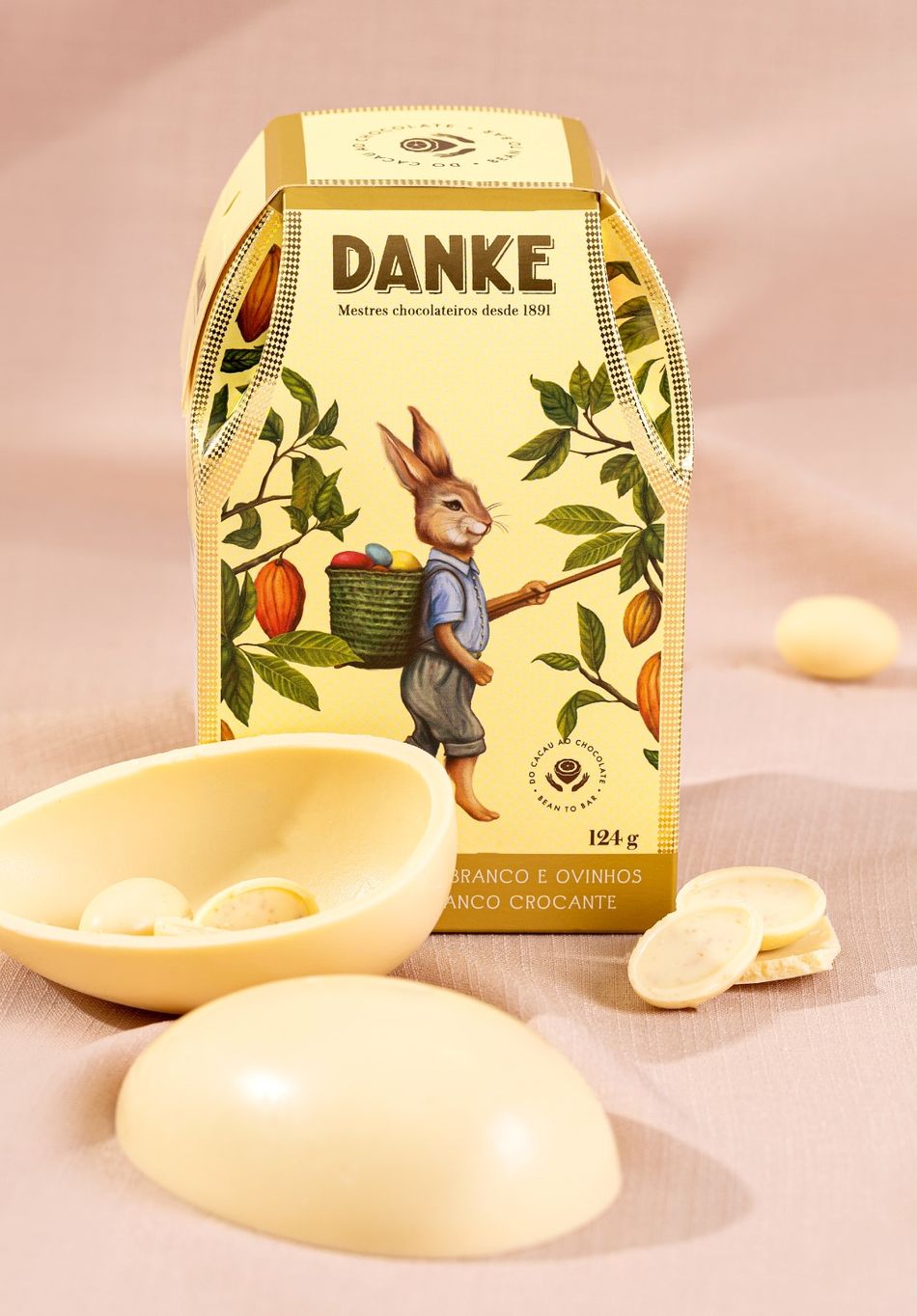 OVO E OVINHOS DE CHOCOLATE BRANCO CROCANTES - 124G