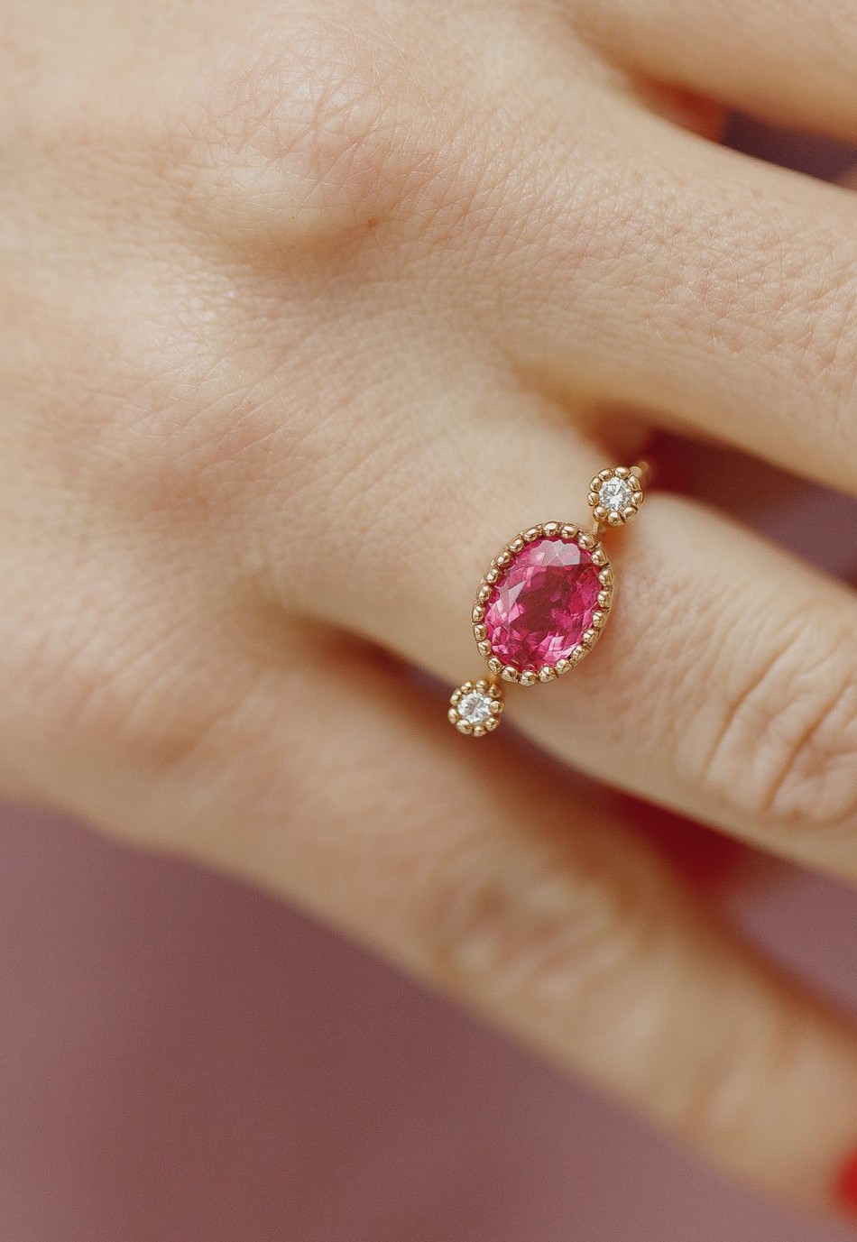 anel Adelaide turmalina rosa