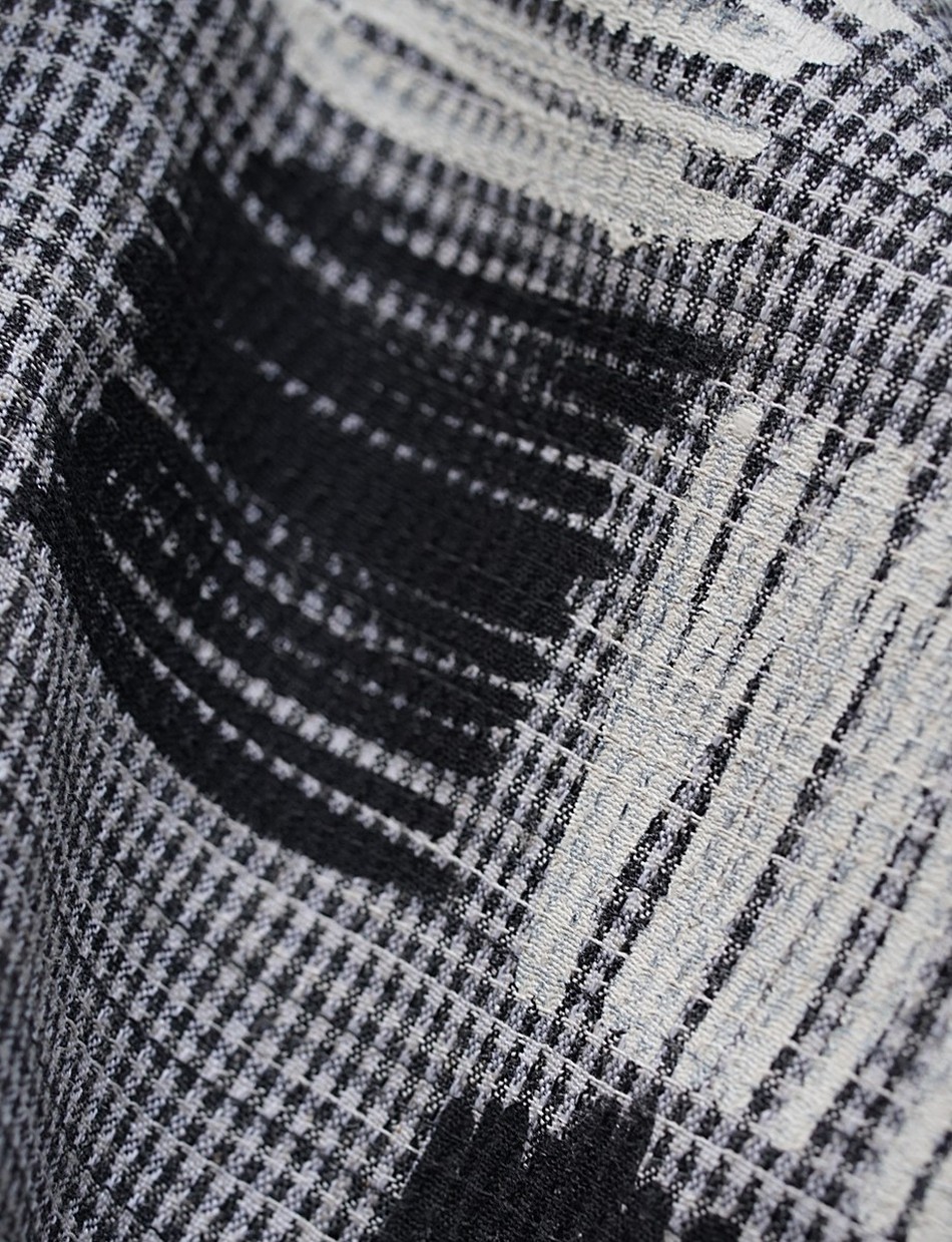 vestido/ casaco manga ampla estampa manual preto e branco